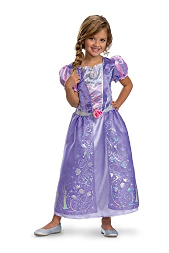 Disguise Disney 100th Jubiläum Rapunzel Classic verrücktes Kleid. Verfügt über EIN glitzerndes Oberteil und einen Rock in Platin, Size 7-8 Jahr von Disguise