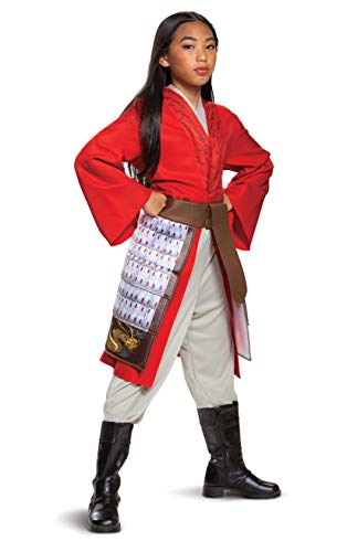 Disguise Disney Mulan Hero Dress Deluxe Girls Costume, Red, Medium (7-8) von Disguise