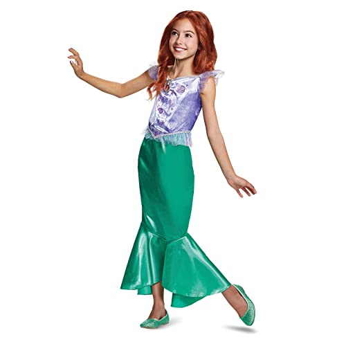 Disney Official Classic Ariel costume, Little Mermaid costume Kids, Mermaid dress for girls, Ariel Dress Up for Girls fish outfit, costumes for Girls XS, Blau von Disguise