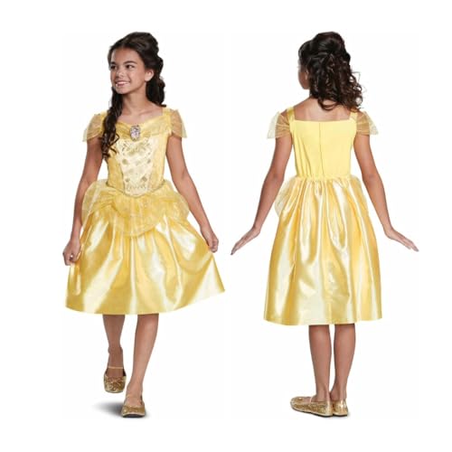 Disney Official Classic princess Bell Dressupfor Girls, Belle Costume kids, Beauty and the Beast costume, belle Fancy Dress Outfit, costumes for Girls M von Disguise