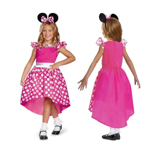 Disney Official Classic Pink minnie Mouse Costume Kids, Minnie Mouse Dress Up Outfit Skirt Girls Fancy Dress, costumes for girls S von Disguise