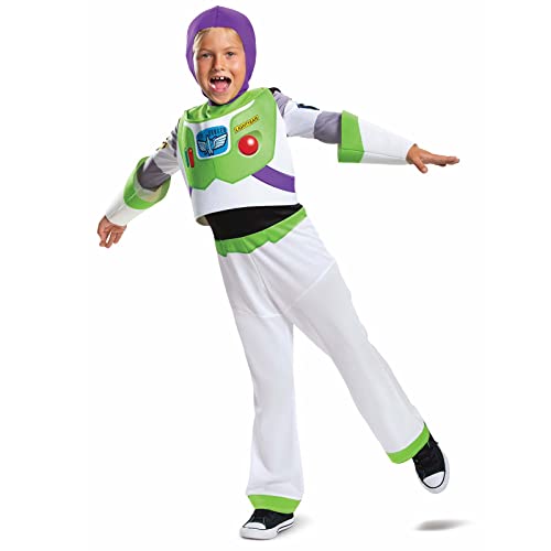 Disney Offizielles Deluxe-Kostüm, Buzz Lightyear für Kinder, Toy Story Kostüm, Astronautenkostüm, Kinder, Halloween, Größe M von Disguise