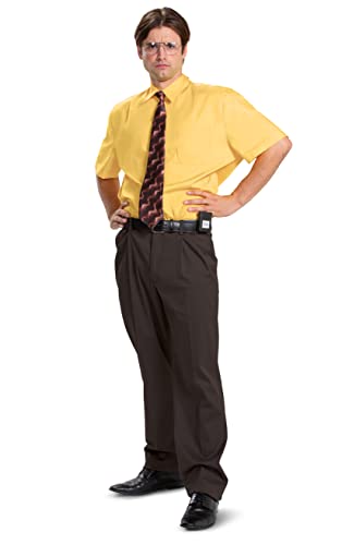 Disguise Dwight Schrute Kostüm, Offizielles The Office Kostüm Zubehör für Erwachsene, Classic Herren, Mehrfarbig, Large (42-46) von Disguise