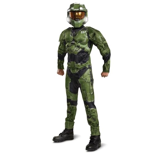 Disguise Heiligenschein von Master Chief oder Spartain, Jugendgröße, Halloween-Kostüm (Deluxe, beleuchteter Meisterchief, Jugendliche, mittelgroß) von Disguise