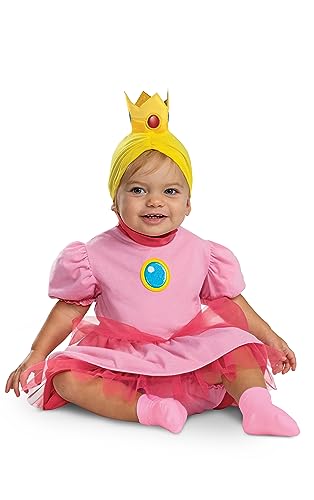 Disguise Kostüm für Kinder, Prinzessin, Pfirsich-Kostüm, offizielles Super Mario Bros-Kostüm für Babys und Kleinkinder, Baby-Mädchen, Pfirsich-Prinzessin, Kindergröße (6-12 Monate) von Disguise