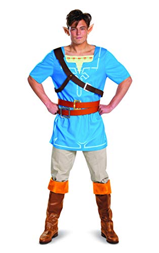 Disguise Link Men, Official Zelda Costume Tunic and Ears Outfit from Breath of The Wild, Multicolored, Medium (38-40) von Disguise