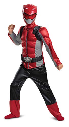 Disguise Offizielles Classic Power Rangers Kostüm Kinder Rot Muskelkostüm, Ranger Superhelden Kostüm für Kinder Jungen Faschingskostüm Karneval Geburstag Powerrangerskostüm von disguise