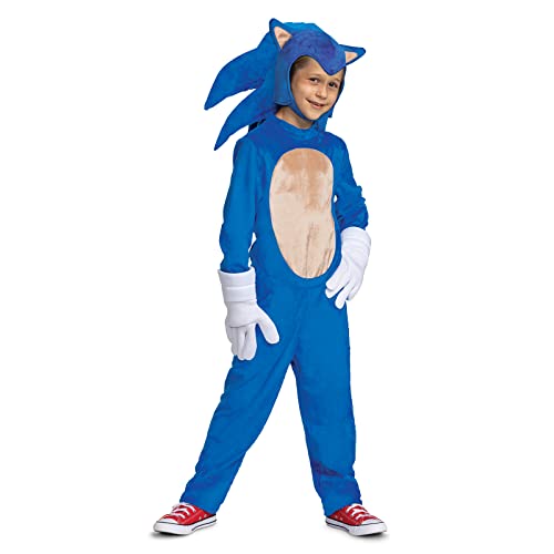 Disguise Offizielles Deluxe SEGA Sonic Kostüm Kinder, Sonic Costume Kids, Faschingskostüme Sonic Karneval Geburstag Blau Jungen 7-9 von Disguise