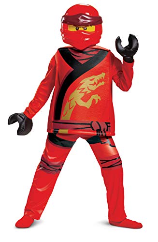 Disguise Offizielles Deluxe LEGO Ninjago Kai Kostüm Ninja Kinder Rot, Ninja Kostüm Kinder Jungen Karneval Weihnachten Halloween M von Disguise