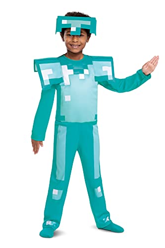 Disguise Offizielles Minecraft Kostüm Kinder Diamant Rüstung Karneval Kostüm Minecraft Faschingskostüme Kinder S, Blau von Disguise