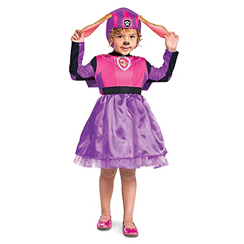 Disguise Paw Patrol Skye Kostüm Hut und Overall für Mädchen, Deluxe Paw Patrol Movie Charakter Outfit mit Abzeichen, Kleinkind Größe M (3T-4T), 120029M, Mehrfarbig von Disguise