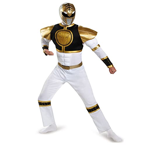 Disguise Power Rangers Weiß Classic Kostüm, Power Rangers Kostüm Herren, Power Rangers Kostüm Erwachsene von Disguise