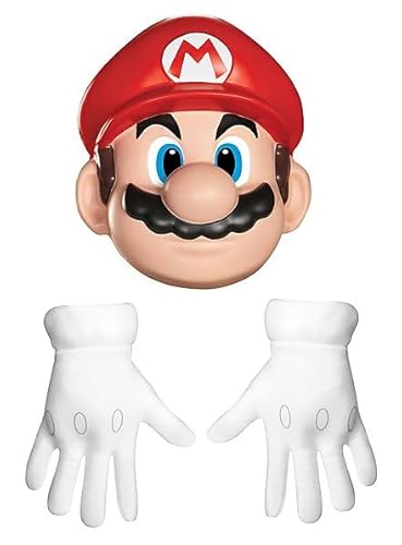 Disguise Super Mario Accessoire-Set Maske und Handschuhe - Kostüm-Accessoire für Kinder in Einheitsgröße von Disguise