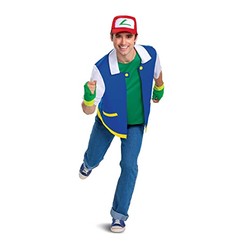 Disguise Unisex-Erwachsene Ash Ketchum Kostüm, offizielles Aschenkostüm, Pokemon-Outfit mit Jacke und Hut, wie abgebildet, S von Disguise