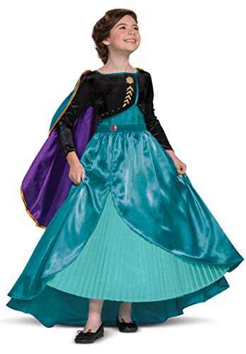 Disney Frozen 2 Anna Costume for Girls, Prestige Glam Dress and Cape Outfit, Child Size Medium (7-8) von Disguise