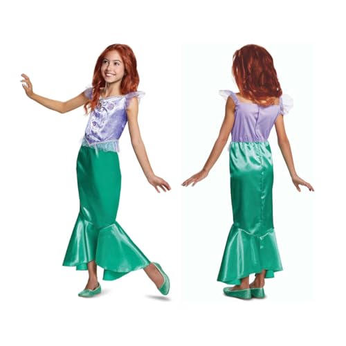 Disney Official Classic Ariel costume, Little Mermaid costume Kids, Mermaid dress for girls, Ariel Dress Up for Girls fish outfit, costumes for Girls S, Blau von Disguise