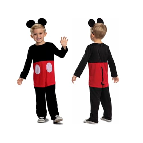 Disney Official Classic Mickey Mouse costume Kids includes Headband - Made with Supersoft material - Christmas Mickey Mouse Halloween Fancey Dress for Kids and Toddlers Size S von Disguise