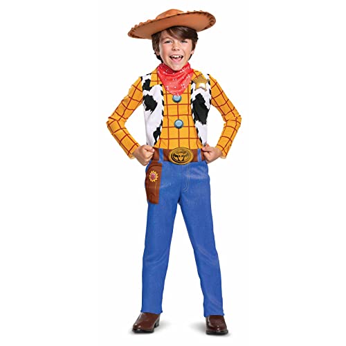 Disney Offizielles Deluxe Woody Kostüm Kinder, Toy Story Kostüm Kinder Cowboy Faschingskostüme Sheriff Kinderkostüme Jungen Cowboy Karneval Geburtstag Jungs Costume Größ M von Disguise