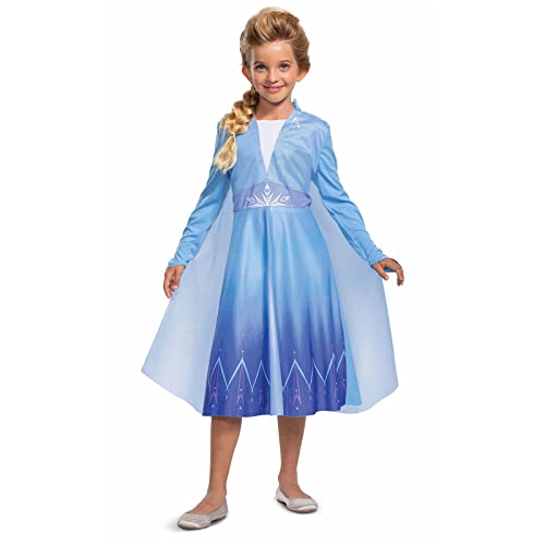 Disney Offizielles Premium Frozen Die Eiskönigin 2 Elsa Kleid Kinder Kostüm, Prinzessin Kostüm Mädchen für Halloween Karneval Geburtstag, Größe M von Disguise