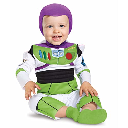 Disney Offizielles Buzz Lightyear Baby-Kostüm, Toy Story Baby-Kostüm, Buzz Lightyear Kinderkostüm, Astronautenkostüm, Kinderkostüm, Kinderkostüm, Karnevalskostüm, Größe 12-18 von Disguise