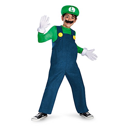 Nintendo 67822K-15L Luigi Kinder-Kostüm Deluxe M (7-8 J.), blau/grün, 127-136cm von Disguise