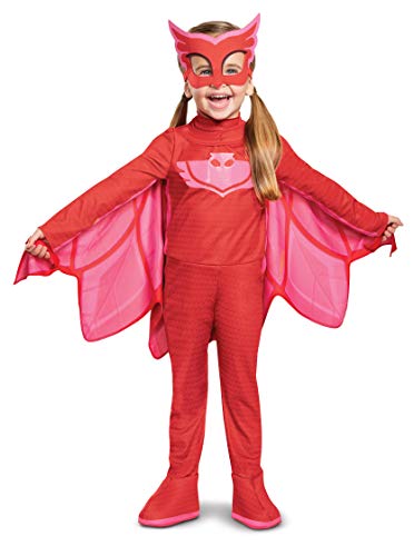 Disguise PJ Masks Owlette Costume, Deluxe Kids Light Up Jumpsuit Outfit and Character Mask, Toddler Size Medium (3T-4T) Red von Disguise