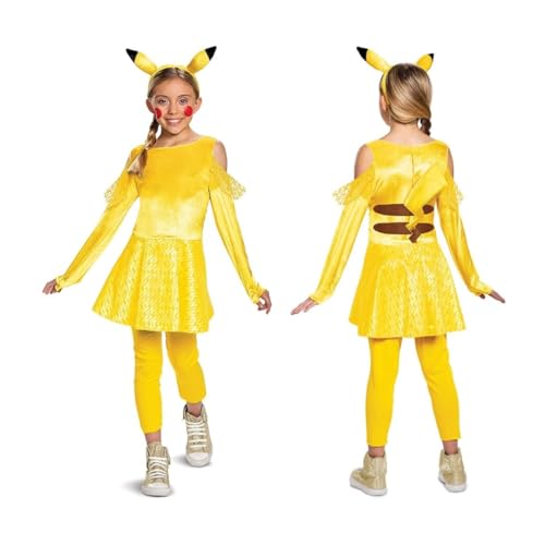 “Pokemon Pikachu Costume for Girls, Deluxe Character Outfit, Kids Size Medium (7-8) Yellow von Disguise