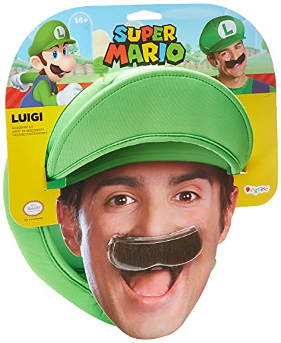 Super Mario 13379 – Hut und Schnurrbart Luigi für Erwachsene, grün, Einheitsgröße von Disguise