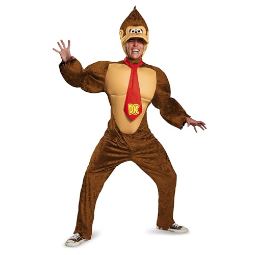 Super Mario Bros DIS98821D Nintendo Donkey Kong Disguise Offizielles Super Mario Erwachsene Deluxe Kostüm Faschingskostüme Männer Karneval Geburstag Costume, Herren, Cartoon, X-Groß von Disguise