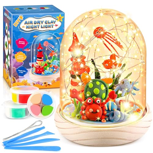 Dislocati Bastelset Kinder 4 5 6 7-12 Jahre,Mädchen Geschenke 5 6 7 8 9 10 Jahre DIY Lufttrockener Lehm-Set Spielzeug Geschenke für 3-8 Jahre Mädchen Kinder Nachtlicht Spielzeug ab 5-10 Jahre Mädchen von Dislocati