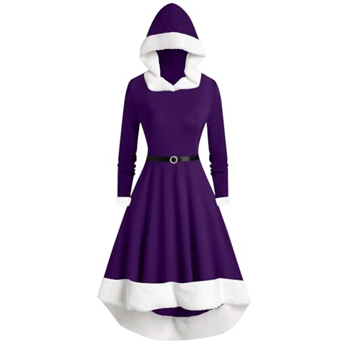 Frauenkostüm für Erwachsene, Weihnachtsmann-Kostüm, pelziges Kleid, Kapuzenumhang, Weihnachtsanzug, Outfit, Kostüm, V-Ausschnitt, unregelmäßige Kleider, Weihnachtsmann-Kostüm, Erwachsene, Damen, von Disnadda