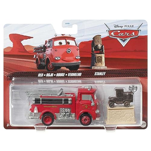 Disney Cars 2023 Mattel Druckguss, Maßstab 1:55, Rot, The Fire Truck und Stanley Monument von Disney