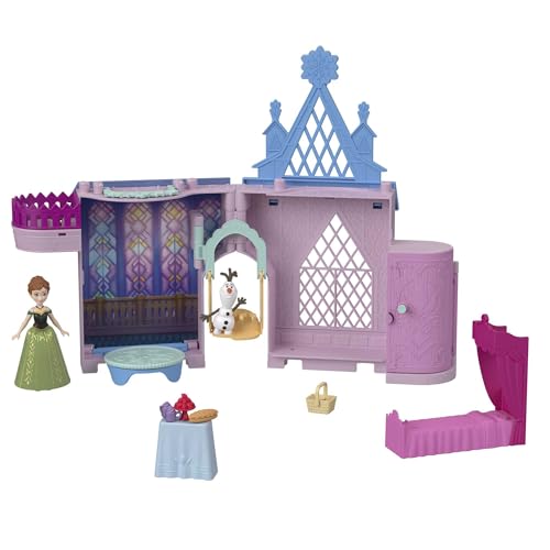 DISNEY Frozen - Annas Schloss in Arendelle-Puppenhaus mit Schaukel, Ballsaal, Geheimzimmer, Olaf, Bett, Tisch und Leckereien, für Kinder ab 3 Jahren, HPV77 von Mattel