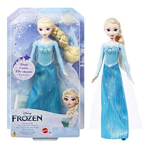 Disney Frozen Die Eiskönigin Spielzeug, Singende ELSA Puppe in charakteristischer Kleidung, singt Lass jetzt los aus dem Disney-Film Die Eiskönigin, Geschenke für Kinder, Deutsche Version HMG32 von Disney Frozen