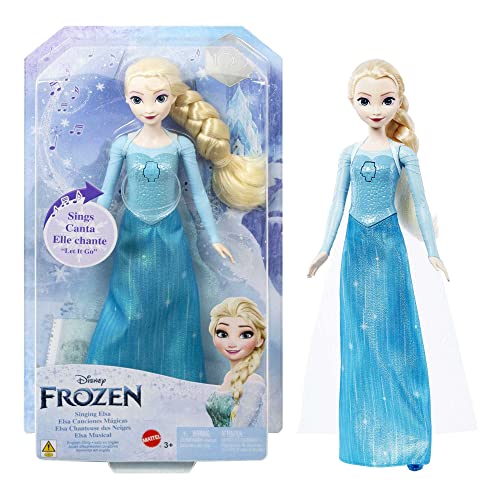 Mattel Disney Frozen Die Eiskönigin Spielzeug,Singende ELSA Puppe in charakteristischer Kleidung,singt Lass jetzt los aus dem Disney-Film Die Eiskönigin, Geschenke für Kinder, Deutsche Version HMG32 von Mattel