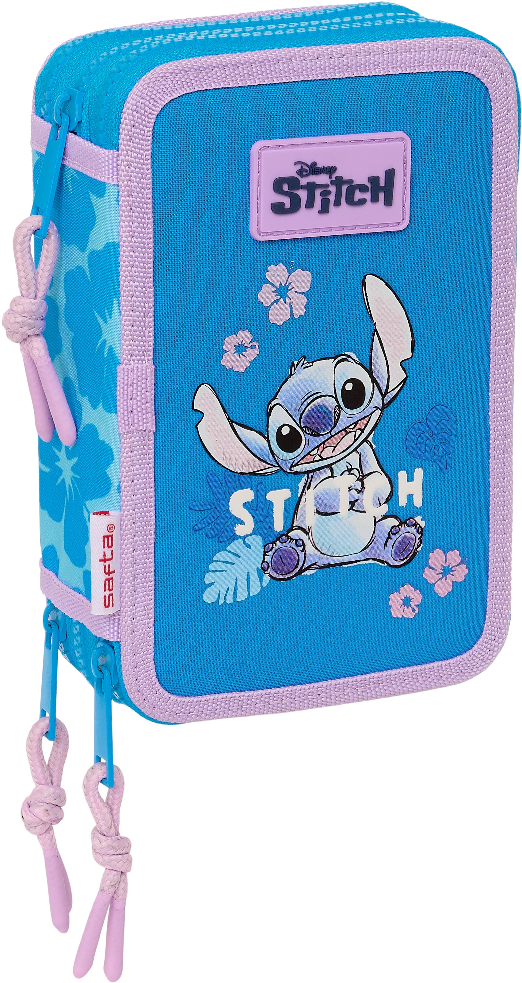 Stitch Hawaii Dreifach-Federmäppchen, Blau von Disney Lilo & Stitch