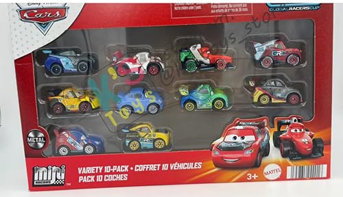 Mattel Disney Pixar Cars - Mini Racers Derby Racers Serie 10er-Pack Kleine Metall-Autos aus dem Film, Spielzeug ab 3 Jahren, Modell sortiert GKG08 von Mattel