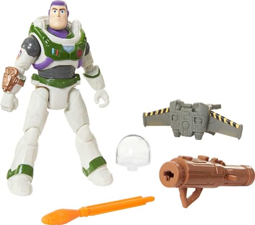 Buzz Lightyear HHJ86 - Buzz Lightyear-Actionfigur mit Missionsausrüstung 12,7 cm mit Jetpack, Blaster, 10 bewegliche Gelenke, authentische Details, Spielzeug für Kinder ab 4 Jahren von Mattel