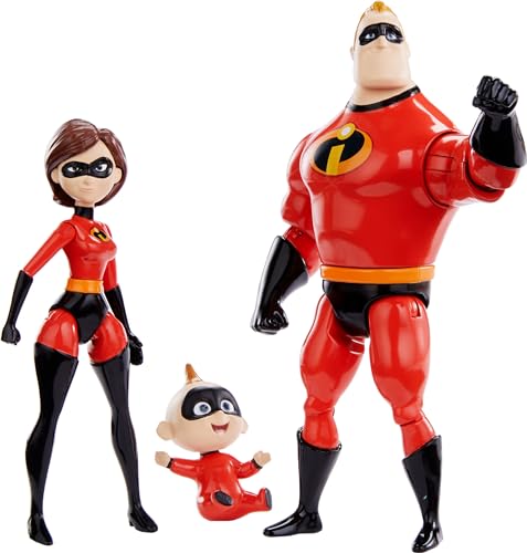 Mattel Disney und Pixar The Incredibles Storyteller Set mit 3 Actionfiguren, Super Family Collectible Toy Pack mit Mr Incredible, Elastigirl & Jack-Jack von Disney Pixar