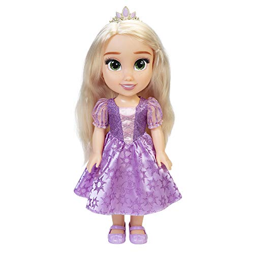 Disney Princess Rapunzel Puppe 35cm, reflektierende Glitzeraugen, bewegliche Gelenke, ausziehbares Kleid, Schuhe, Krone, langes Blondes Haar, für Mädchen ab 3 Jahren von Disney Princess