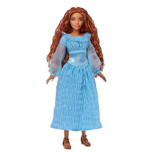 DISNEY Arielle, die Meerjungfrau - Menschliche Version im blauen Kleid mit beweglichen Gelenken und langem rotem Haar für endlosen Frisierspaß und abnehmbare Schuhe, für Kinder ab 3 Jahren, HLX09 von Mattel