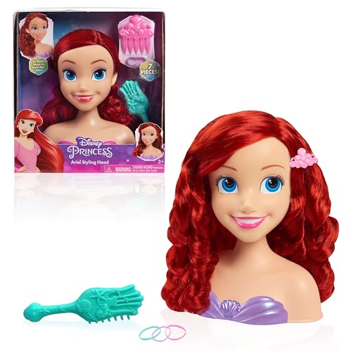 Disney Princess 20 cm Ariel Frisierkopf mit Zubehör, 7-teilig, rotes Haar, Kinderspielzeug ab 3 Jahren von Just Play, 26.04 von Disney