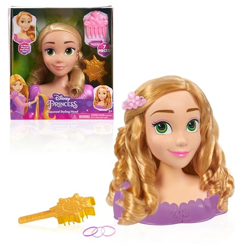 Disney Princess 20 cm Rapunzel Frisierkopf mit Zubehör, 7-teilig, Blondes Haar, Kinderspielzeug für Altersgruppen ab 3 Jahren von Just Play von Disney Princess