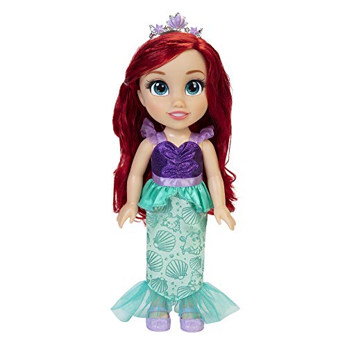 Disney Princess Arielle Puppe 35cm, reflektierende Glitzeraugen, bewegliche Gelenke, ausziehbares Outfit, Schuhe, Diadem, langes rotes Haar, für Mädchen ab 3 Jahren von Disney Princess