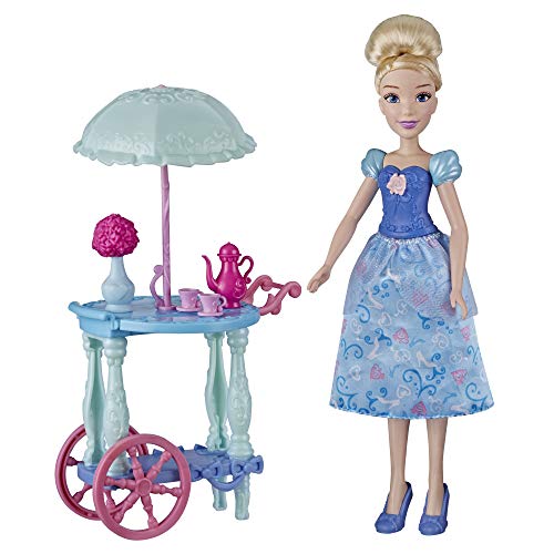 Disney Princess NO Variety Spielset mit Cinderella-Puppe, Trolley, Teetassen, Teekanne, Spielzeug für Mädchen ab 3 Jahren, Blau, one Size von Disney Princess