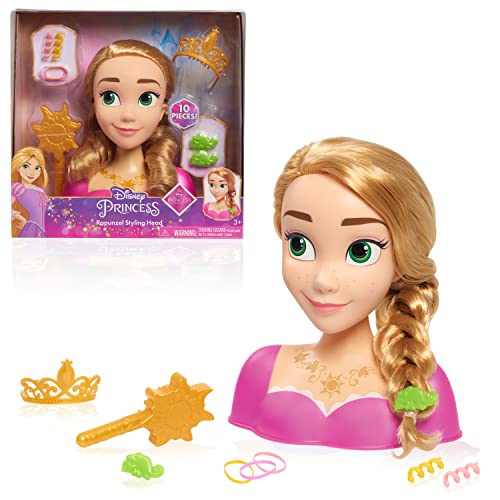 Disney Princess Frisierkopf Rapunzel, Blondes Haar, 10-teiliges Spielset, Neu verföhnt, Kinderspielzeug ab 3 Jahren von Just Play von Disney Princess