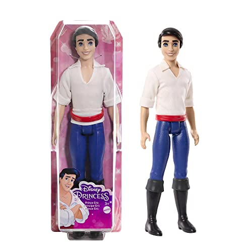 DISNEY Prinzessin - Prinz Erik Puppe mit weichem Shirt, vorgeformter Hose und Stiefeln, Teil einer Sammlung mit Arielle-Spielsets, für Kinder ab 3 Jahren, HLV97 von Mattel