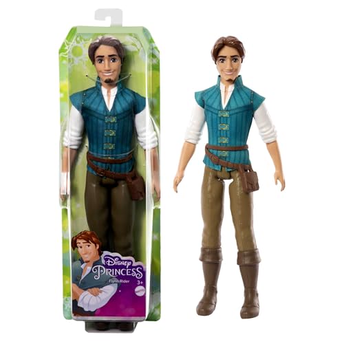 Mattel DISNEY Princess Flynn Rider - Puppe im charakteristischen Look, weiches Hemd, Gürteltasche, modellierte Hose und Stiefel, für Kinder ab 3 Jahren, HLV98 von Mattel