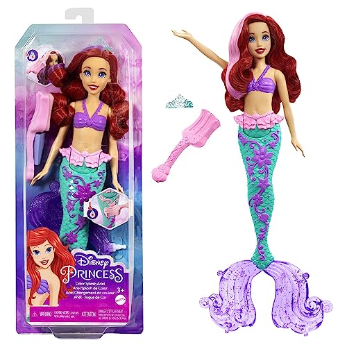 Mattel Disney Prinzessin Arielle die Meerjungfrau Puppe, Meerjungfrau Spielzeug, Schwanzflosse verändert durch Wasser Farbe, Disney Geschenke, Spielzeug ab 3 Jahre, HLW00 von Mattel