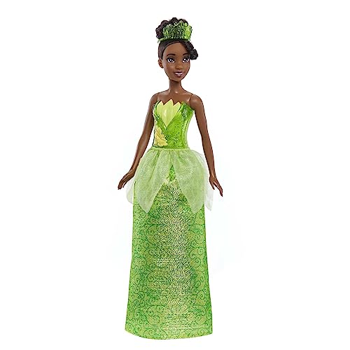 Mattel DISNEY Prinzessin Tiana - Bewegliche Puppe mit glitzerndem Outfit und Accessoires, inspiriert vom Film Küss den Frosch, für Kinder ab 3 Jahren, HLW04 von Mattel